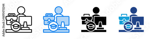 Internship icon set multiple style collection