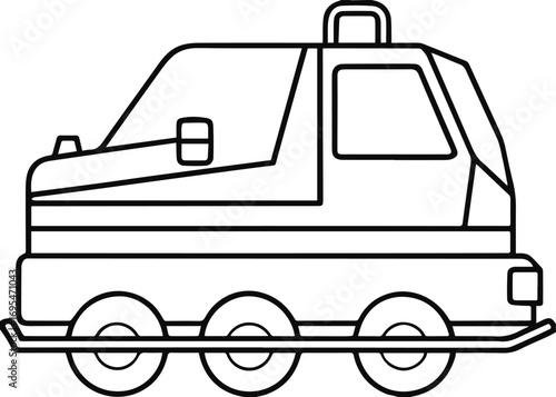 ice resurfacer line art, black outline, vector and illustration