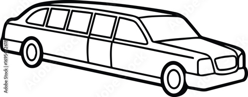 limousine line art, black outline, vector and illustration