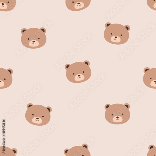 Seamless pattern of bear on soft brown background
