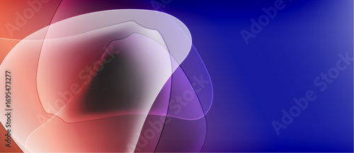 Abstract fluid shapes blend, creating vibrant color gradients. Red, purple, blue hues dominate composition. Soft lighting, smooth transitions present.