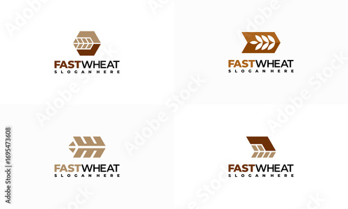 Set of Fast Wheat Logo designs concept vector, Wheat Food nutrition logo template
