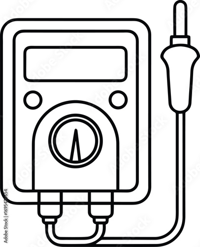 multimeter line art, black outline, vector and illustration