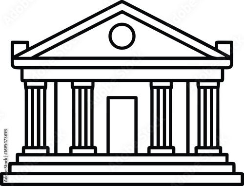 museum line art, black outline, vector and illustration