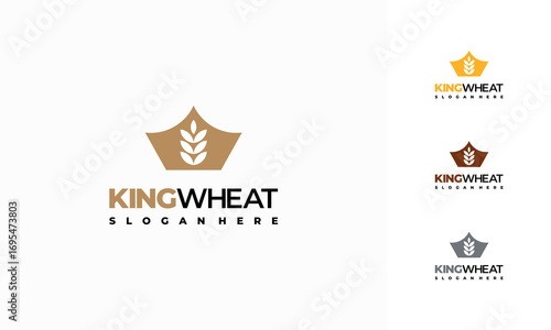 King Wheat Logo designs concept vector, Royal Grain Wheat logo template