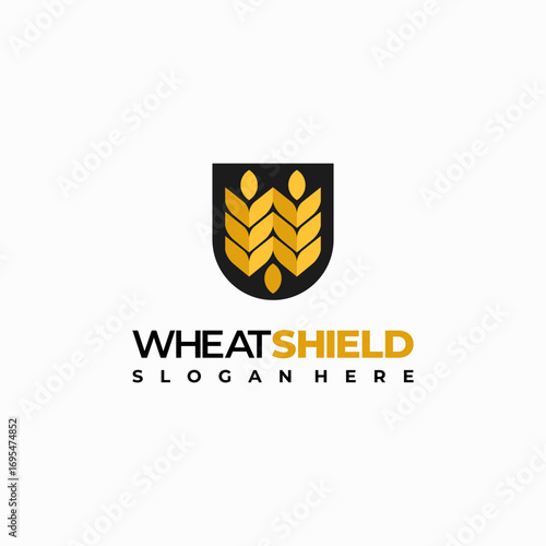 wheat shield logo designs concept vector, Grain logo template symbol