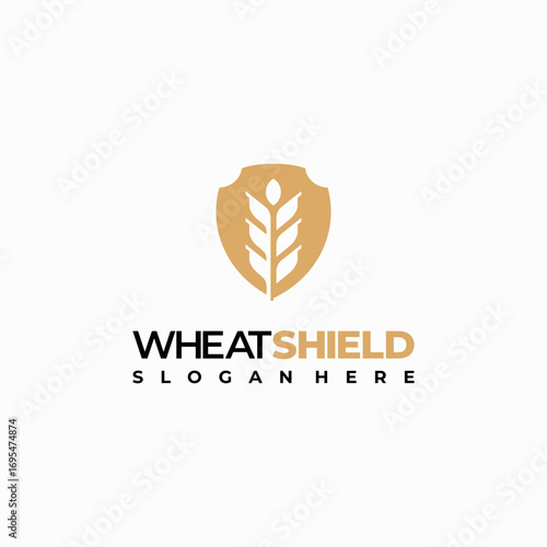 wheat shield logo designs concept vector, Grain logo template symbol