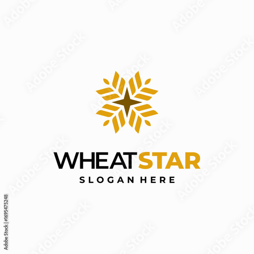 Wheat Grain Star logo designs concept vector, Agriculture wheat Logo Template vector icon