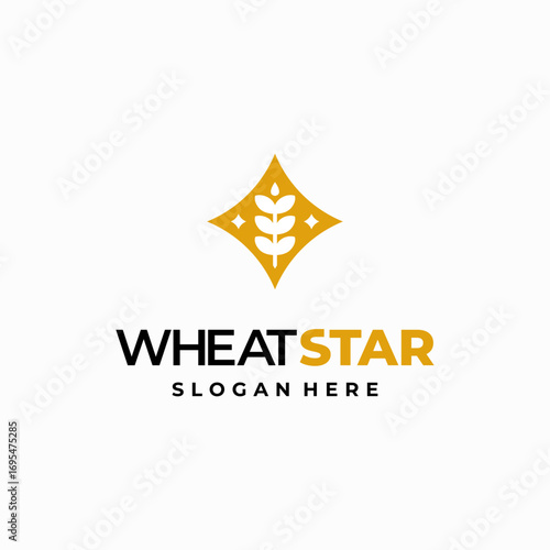 Wheat Grain Star logo designs concept vector, Agriculture wheat Logo Template vector icon