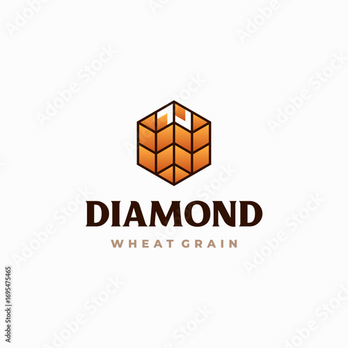 Wheat Grain Diamond logo designs concept vector, Agriculture wheat Logo Template vector icon
