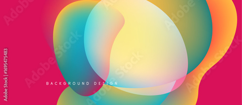Abstract fluid shapes overlap. Vibrant colors blend, creating dynamic visual effect. Background features gradient hues, modern design elements.
