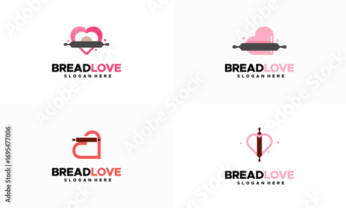 Set of Love Bakery logo designs concept vector, Bread Bakery Logo template