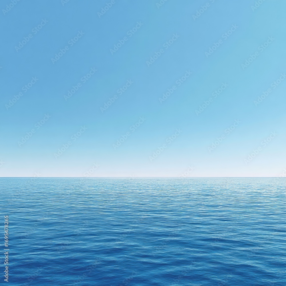 Obraz premium Vast expanse of azure ocean meeting a clear blue sky