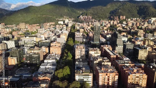 Bogota's northern area taken from the sky, with its characteristic buildings and its usual traffic