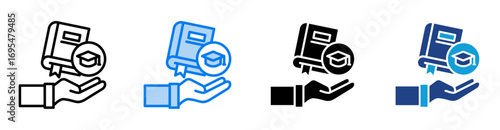 Scholarship icon set multiple style collection