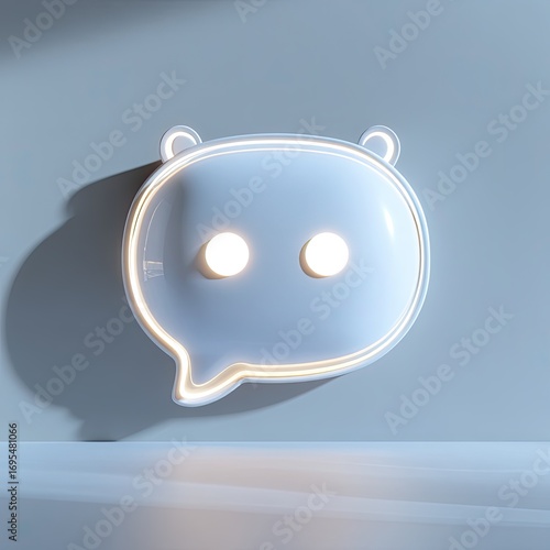 Light, white, speech bubble icon on light blue background