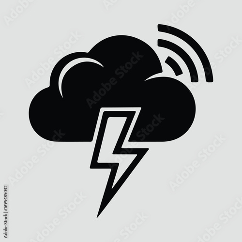 Silhouette cloud lightning wireless signal vector illustrator