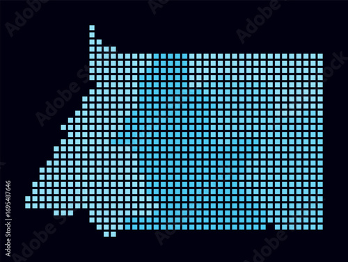 Equatorial Guinea dotted map. Digital style map of the country on dark background. Equatorial Guinea shape with square dots. Colored dots style. Large size squares. Simple vector illustration.
