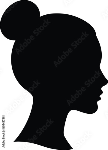 High Bun Updo – Minimal Vector Female Hairstyle Silhouette