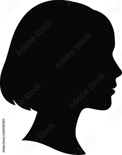 Blunt Bob with Straight Bangs – Minimal Vector Female Silhouette