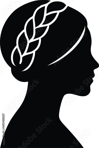 Braided Crown (Milkmaid Braid) – Minimal Vector Female Silhouette