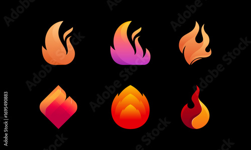 Set of Fire Flame Logo design vector template vector
