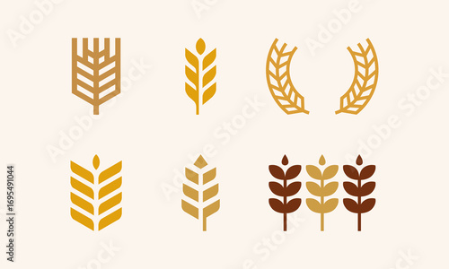 Set of Luxury Grain wheat logo concept, Agriculture wheat Logo Template vector icon