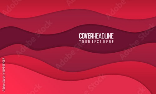 Red papercut design background with overlap layer, 3D papercut background Vector