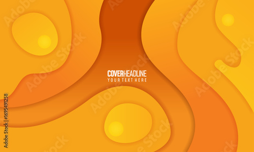Orange papercut design background with overlap layer, 3D papercut background Vector