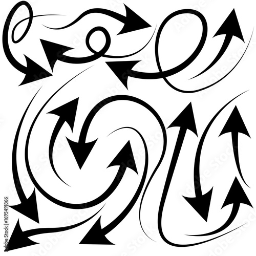 black and white arrows vector illustration