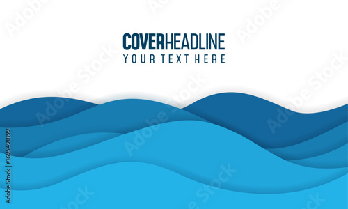 Blue papercut design background with overlap layer, 3D papercut background Vector