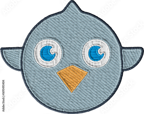 Colorful Cute Embroidered Textile Bird Face