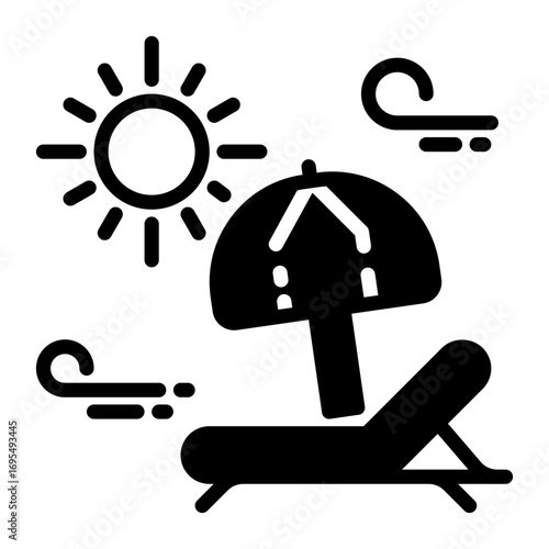 sunbed icon, glyph icon style