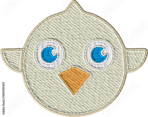 Colorful Cute Embroidered Textile Bird Face