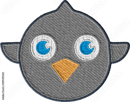 Colorful Cute Embroidered Textile Bird Face