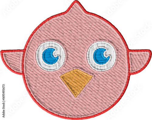 Colorful Cute Embroidered Textile Bird Face