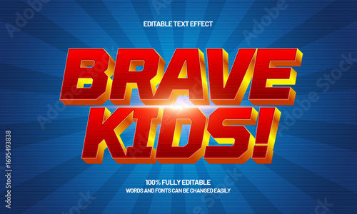 brave kids editable text effect for hero