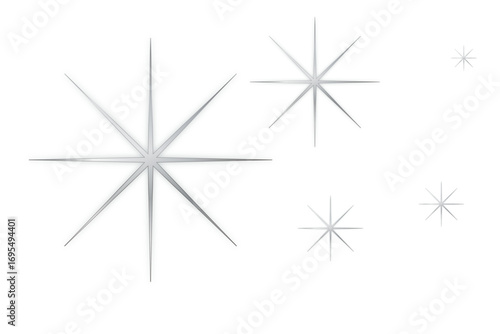 星 Stars - 銀色に輝く星のベクター素材
