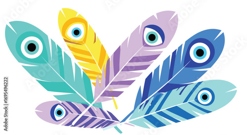 Vibrant peacock feathers with eye design creating a bohemian and spiritual vibe for creative projects