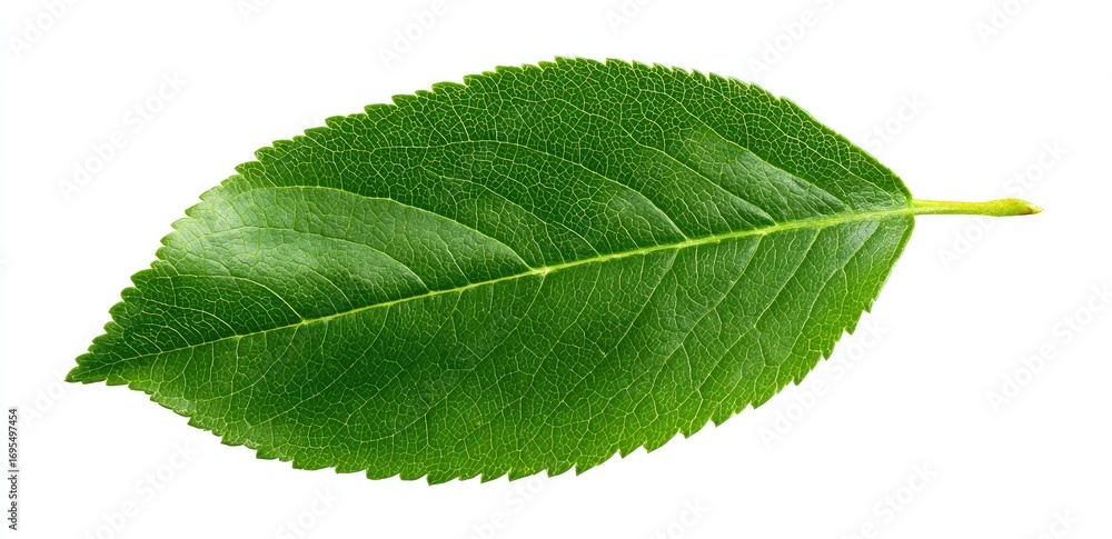 Fototapeta premium Vibrant green leaf, detailed veins (1)