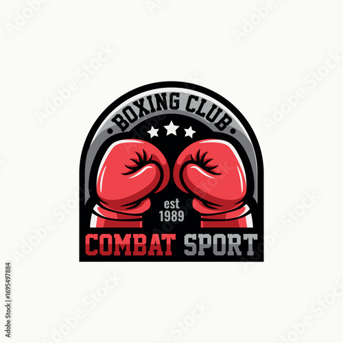 Combat Sport Boxing Logo with red boxing gloves