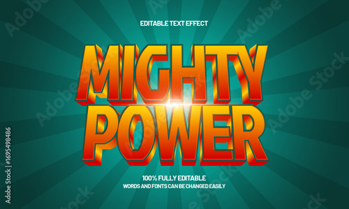 mighty power editable text effect for hero