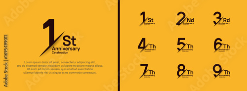set of anniversary logo style with slash. vector design black color for celebration