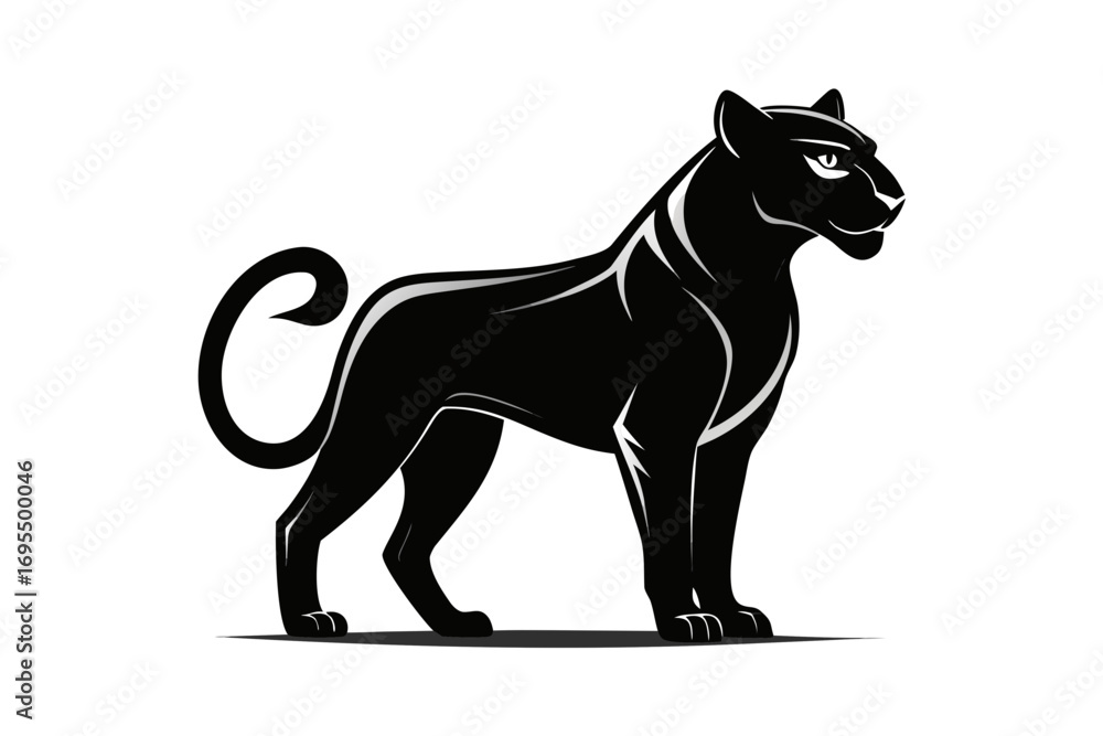 Obraz premium Black cat silhouette vector isolated on white background