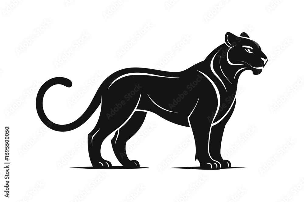 Obraz premium Vector illustration of a black cat and black panther animal silhouette