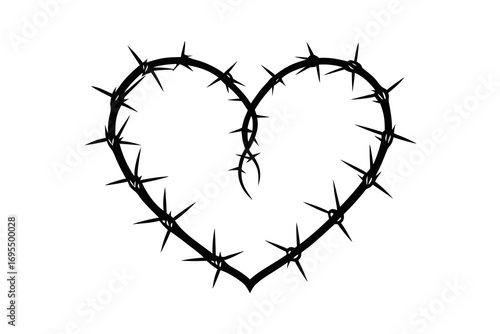 Heart made of thorns and barbed wire vector illustration
