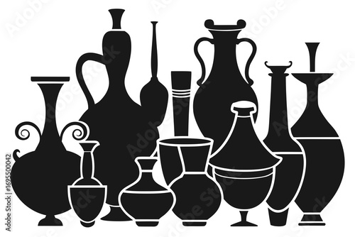 Vector illustration of a set of vases and bottles
