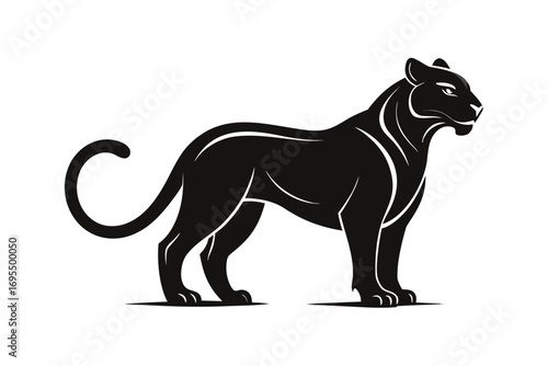 Vector illustration of a black cat and black panther animal silhouette