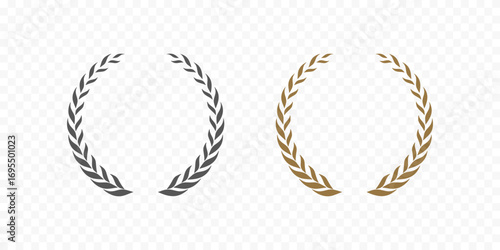 Black and gold laurel wreath sign. Elegant emblem for award, rank, prize.