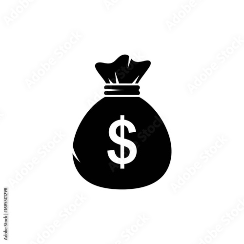 Golden money bag icon, a symbol of finance and investment, depicts a rich and wealthy bank business